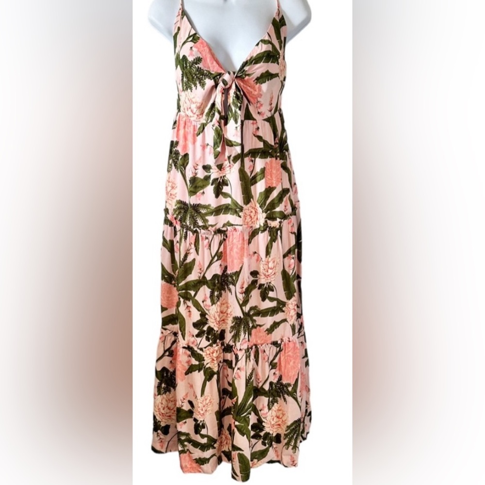 Agua Bendita Dress in Blush/ Dark Olive, size L